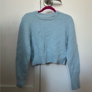 light blue zara crewneck sweater